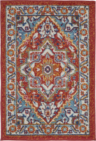 2’ x 3’ Red and Ivory Medallion Scatter Rug