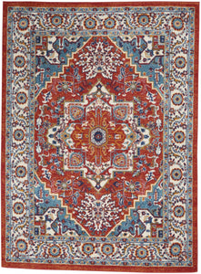 5’ x 7’ Red and Ivory Medallion Area Rug