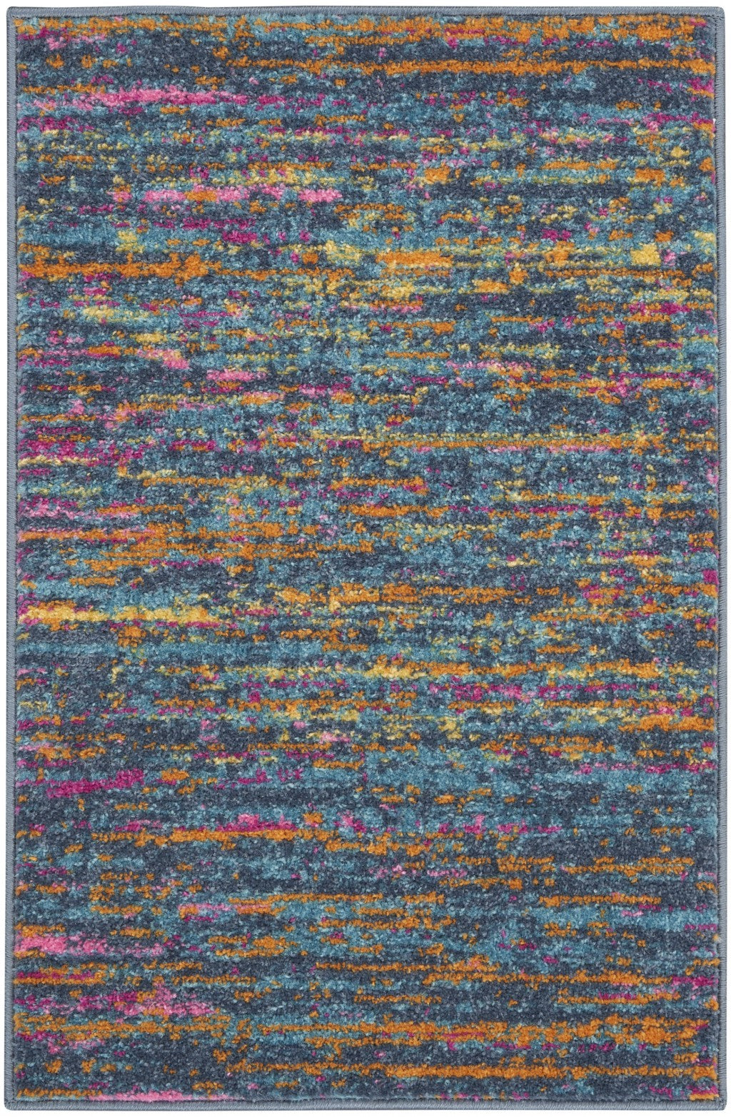 2’ x 3’ Blue Distressed Striations Scatter Rug