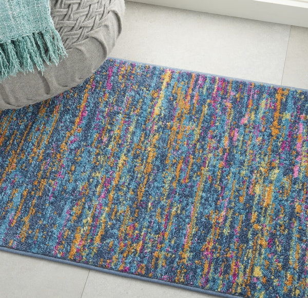 2’ x 3’ Blue Distressed Striations Scatter Rug