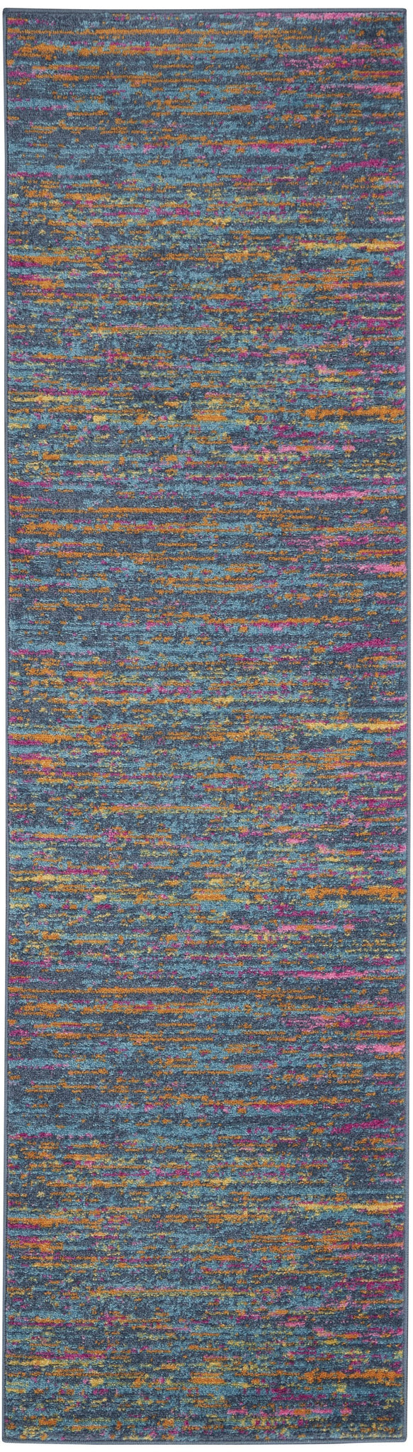 2’ x 6’ Blue Distressed Striations Runner Rug