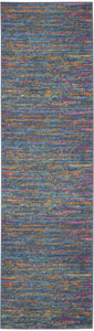 2’ x 6’ Blue Distressed Striations Runner Rug