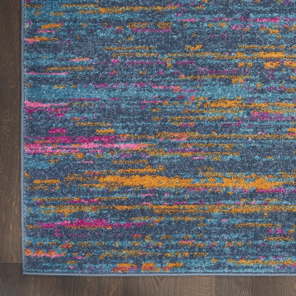 2’ x 10’ Blue Distressed Striations Runner Rug