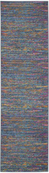 2’ x 10’ Blue Distressed Striations Runner Rug