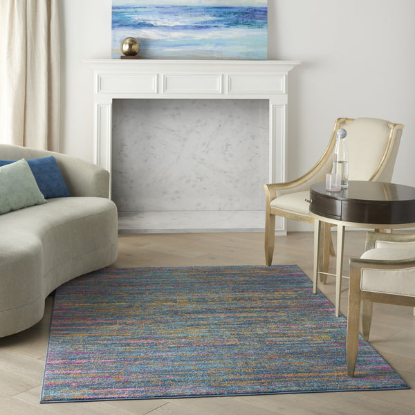 5’ x 7’ Blue Distressed Striations Area Rug