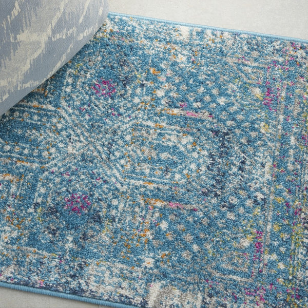 2’ x 3’ Blue Distressed Medallion Scatter Rug