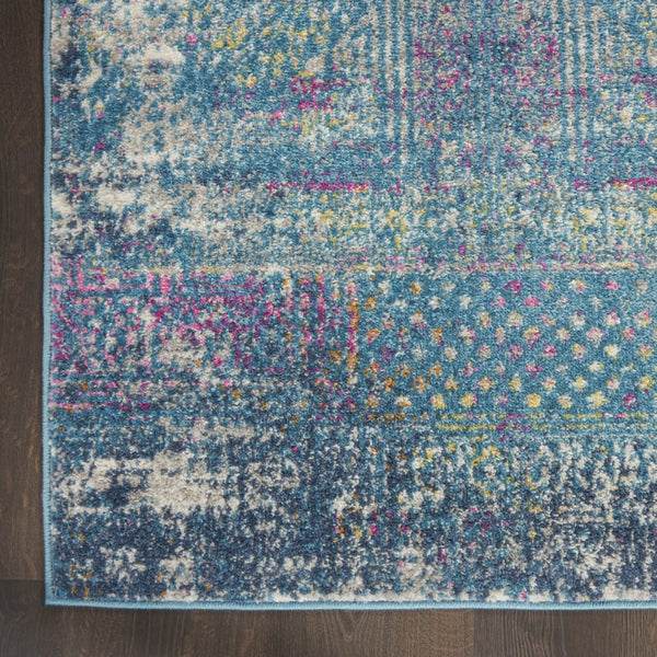 2’ x 6’ Blue Distressed Medallion Runner Rug