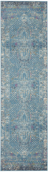 2’ x 6’ Blue Distressed Medallion Runner Rug