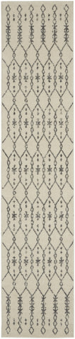 2’ x 10’ Ivory and Gray Geometric Runner Rug