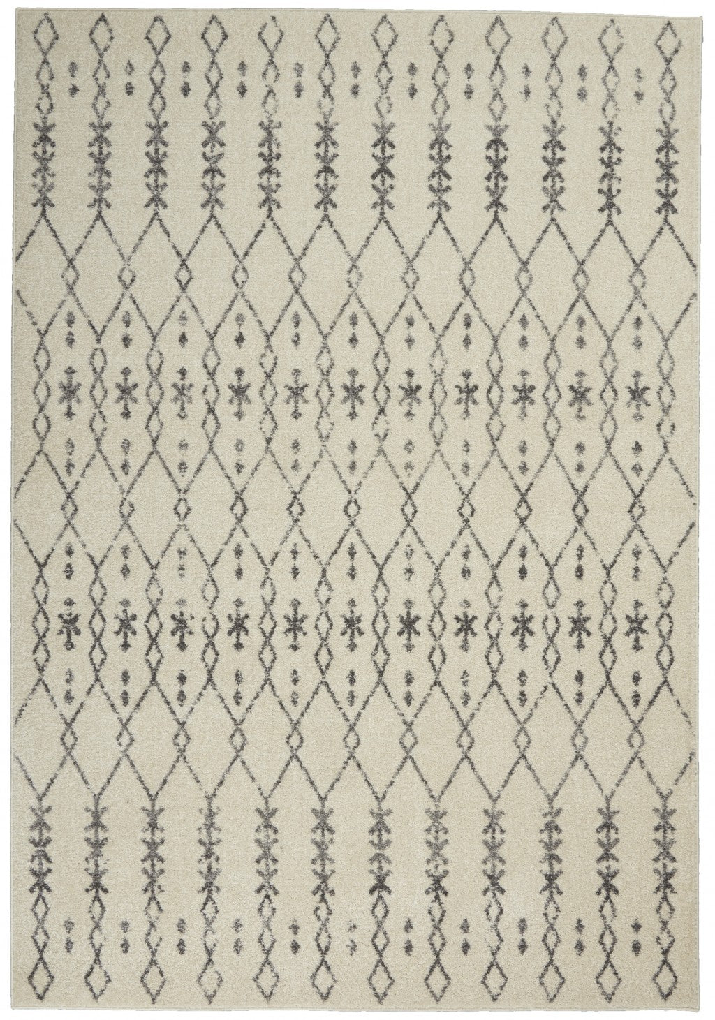 4’ x 6’ Ivory and Gray Geometric Area Rug