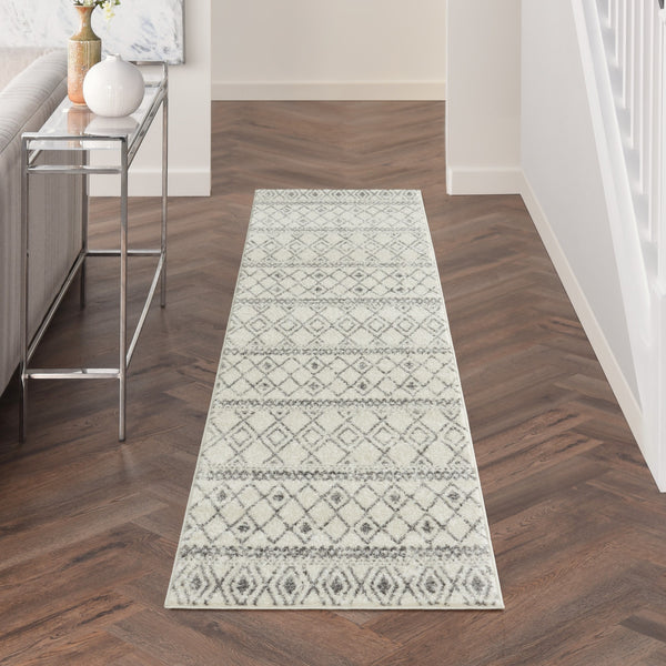 2’ x 10’ Ivory and Gray Berber Pattern Runner Rug