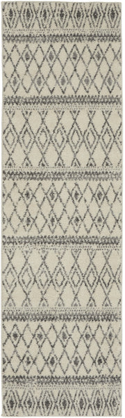 2’ x 8’ Ivory and Gray Berber Pattern Runner Rug