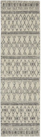 2’ x 8’ Ivory and Gray Berber Pattern Runner Rug