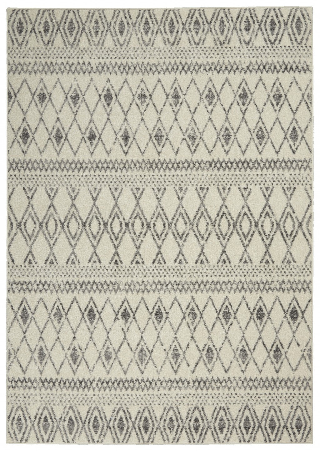 5’ x 7’ Ivory and Gray Berber Pattern Area Rug