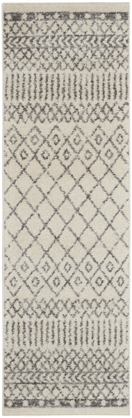 2’ x 6’ Ivory and Gray Geometric Runner Rug