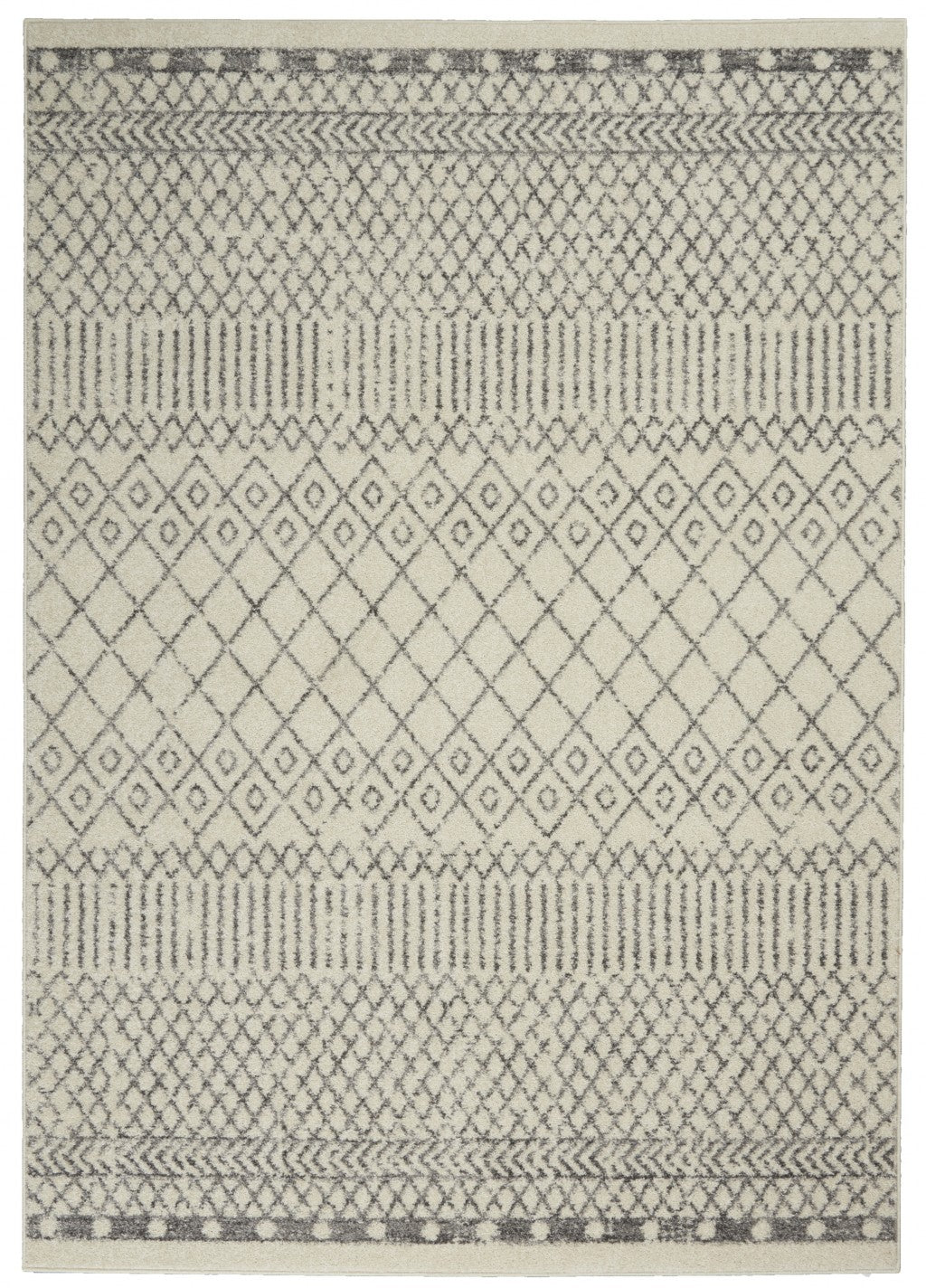 4’ x 6’ Ivory and Gray Geometric Area Rug