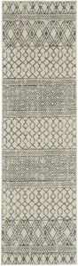 2’ x 8’ Ivory and Gray Geometric Runner Rug