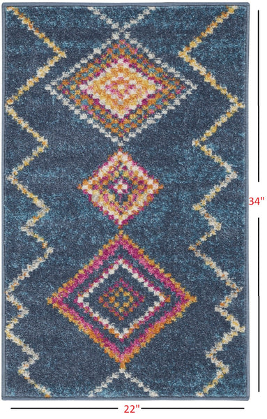 2’ x 3’ Navy Blue Berber Pattern Scatter Rug