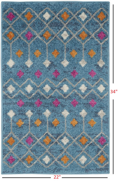 2’ x 3’ Blue Jewels Geometric Scatter Rug