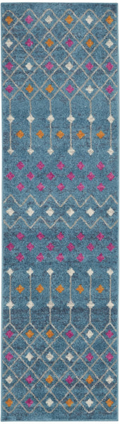 2’ x 8’ Blue Jewels Geometric Runner Rug