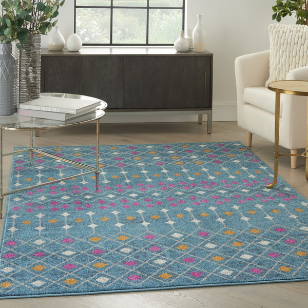 4’ x 6’ Blue Jewels Geometric Area Rug