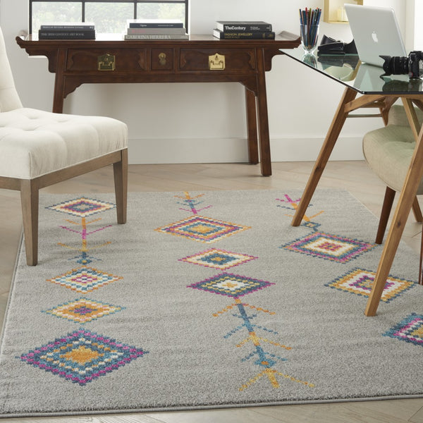 5’ x 7’ Gray and Multicolor Geometric Area Rug