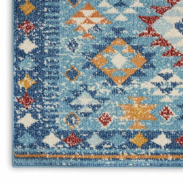 2’ x 3’ Blue and Multi Diamonds Scatter Rug