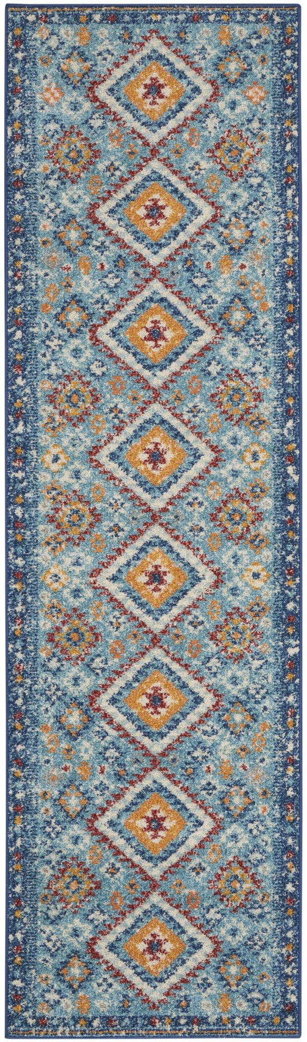 2’ x 6’ Blue and Multi Diamonds Runner Rug