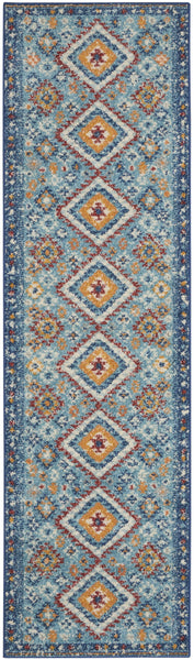 2’ x 6’ Blue and Multi Diamonds Runner Rug