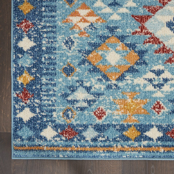 5’ x 7’ Blue and Multi Diamonds Area Rug