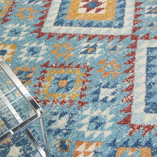 5’ x 7’ Blue and Multi Diamonds Area Rug