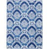 5’ x 7’ Blue and Ivory Damask Area Rug