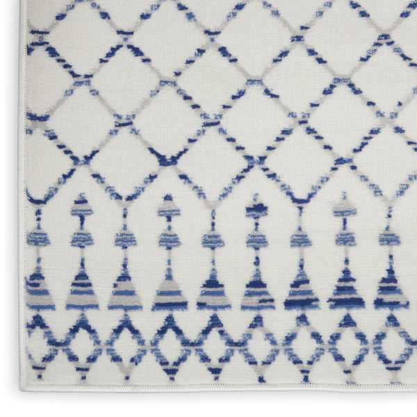 5’ x 7’ Ivory and Blue Berber Pattern Area Rug