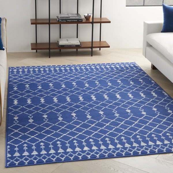 5’ x 7’ Navy Blue and Ivory Berber Pattern Area Rug