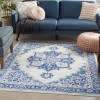 5’ x 7’ Ivory and Blue Persian Medallion Area Rug