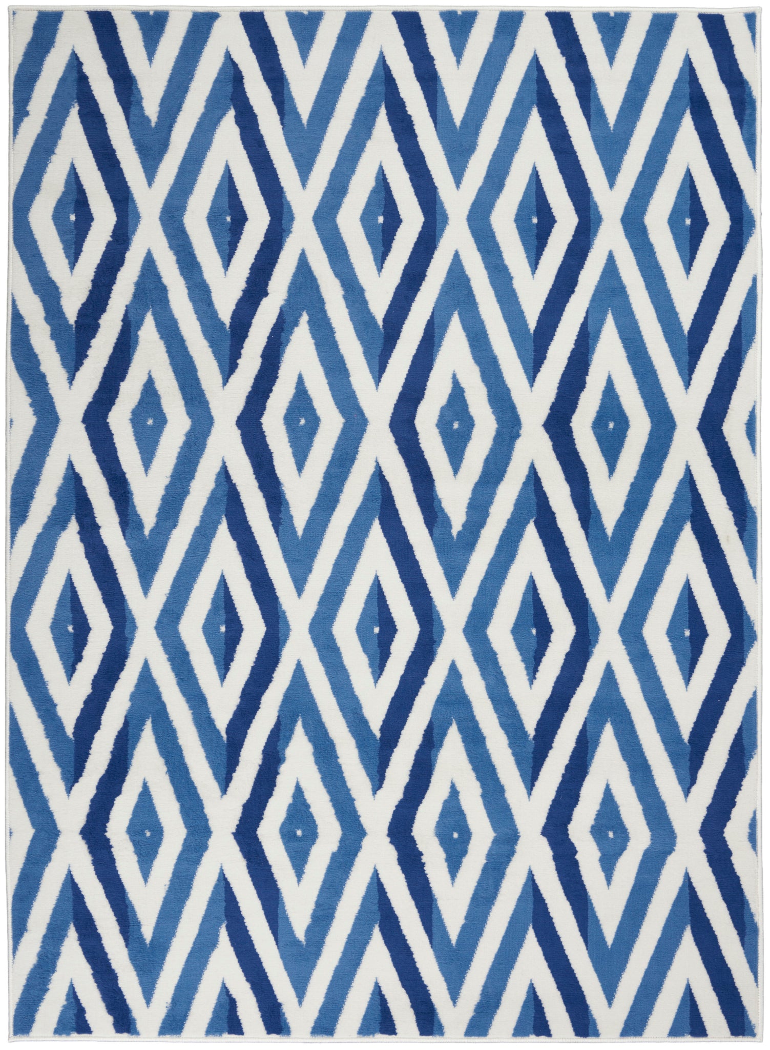 5’ x 7’ Ivory and Blue Diamond Area Rug