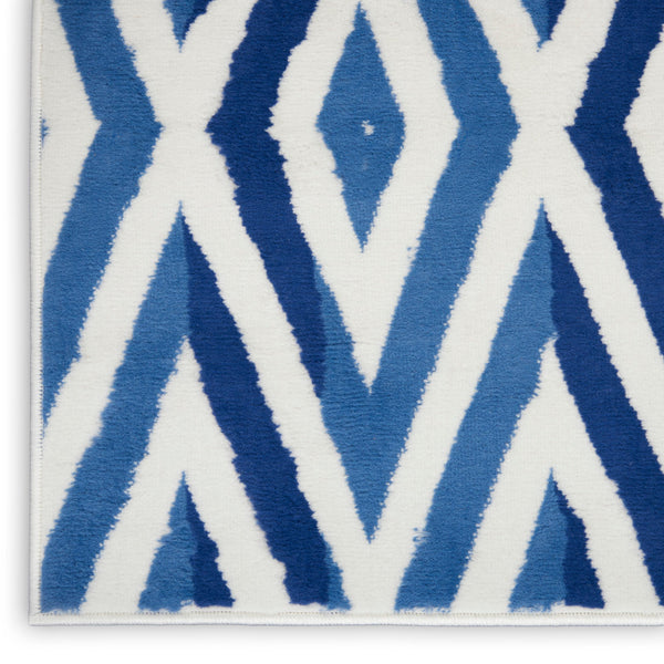 5’ x 7’ Ivory and Blue Diamond Area Rug