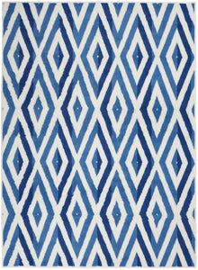 5’ x 7’ Ivory and Blue Diamond Area Rug