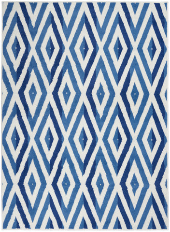 5’ x 7’ Ivory and Blue Diamond Area Rug