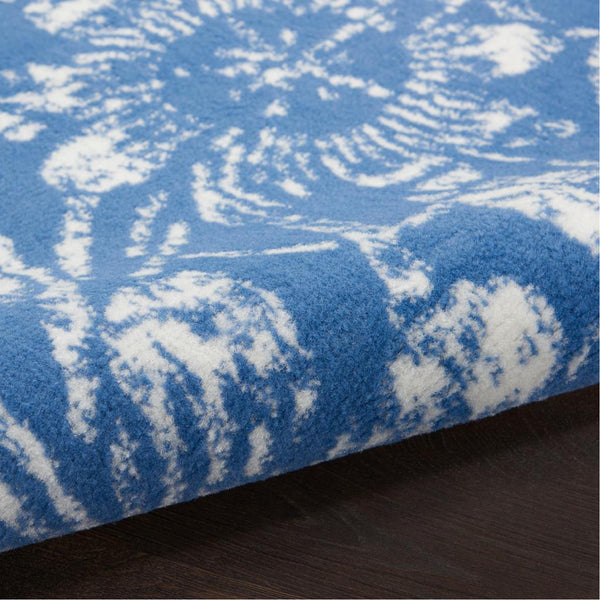 4’ x 6’ Blue and Ivory Floral Vines Area Rug