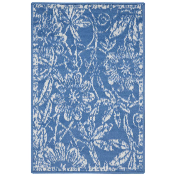 4’ x 6’ Blue and Ivory Floral Vines Area Rug