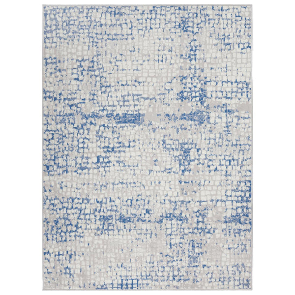 4’ x 6’ Gray and Blue Abstract Grids Area Rug