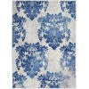 4’ x 6’ Ivory and Navy Damask Area Rug