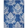 5’ x 7’ Navy and Ivory Damask Area Rug