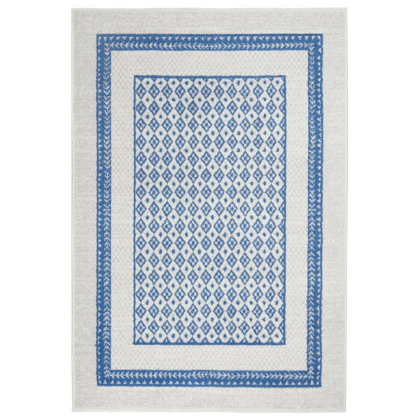 4’ x 6’ Ivory and Blue Geometric Area Rug