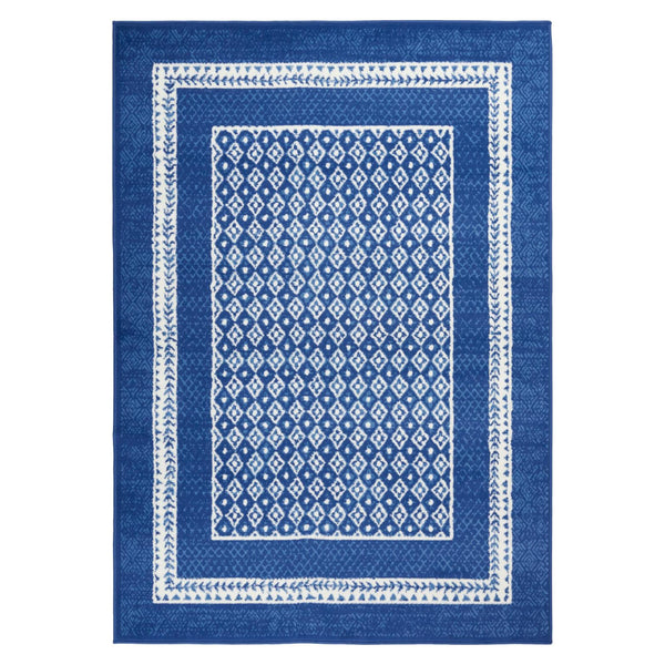 4’ x 6’ Navy and Ivory Geometric Area Rug