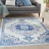 4’ x 6’ Ivory and Blue Medallion Area Rug