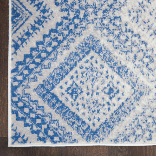 4’x6’ Ivory and Blue Lattice Area Rug