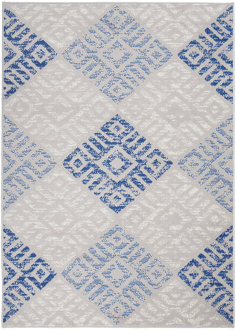 4’ x 6’ Gray and Blue Diamonds Area Rug