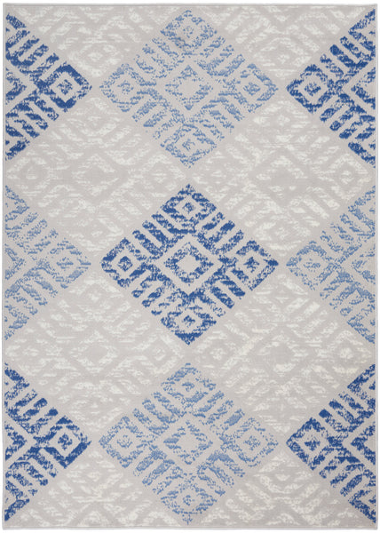 5’ x 7’ Gray and Blue Diamonds Area Rug